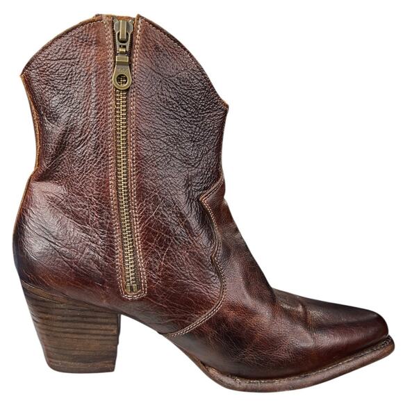 Oak Tree Farms Baila Brown Leather Victorian Western Ankle Boot Size US 11 - Picture 4 of 12